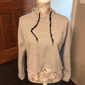 Black and white striped crop sweater